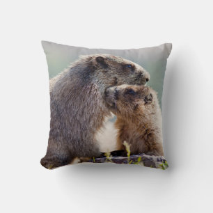 Coussin Marmotte mère avec bébé