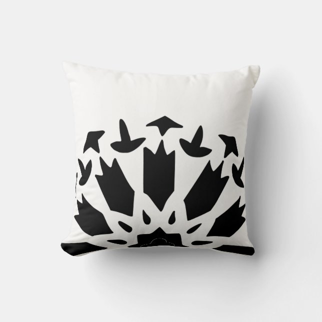 Coussin Marocain moderne noir et blanc Abstrait (Recto)