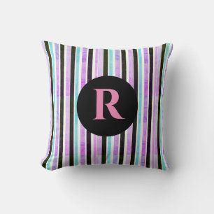 Coussin Marque déposé motif rayures texture bleu rose