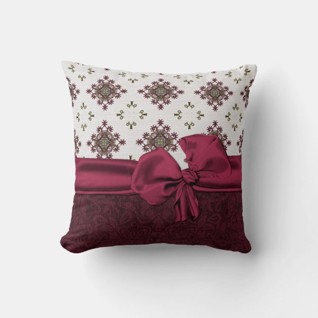 Coussin marron chic de damassé (Recto)