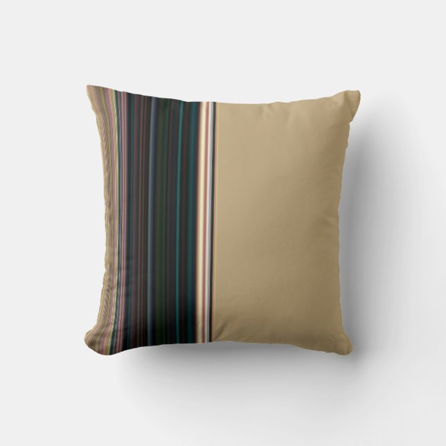 Coussin Marron et vert rayé élégant (Recto)