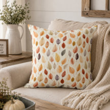 Marron rouille Crème Gris Feuilles d'automne Cozy
