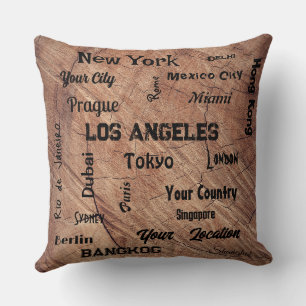 Coussin marron rustique les villes les plus célèbres du mo