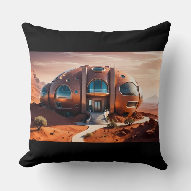 Coussin Mars Habitat Alpha - Architecture de l'IA Sci-Fi (Recto)