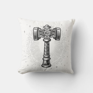 Coussin Marteau de Thor Mjolnir noir et blanc