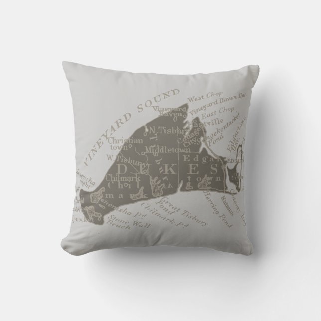Coussin Martha's Vineyard vintage, gris (Recto)