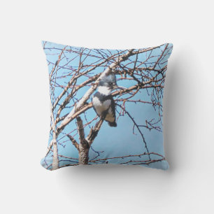 Coussin Martin-pêcheur ceint dans les branches d'arbre Ois