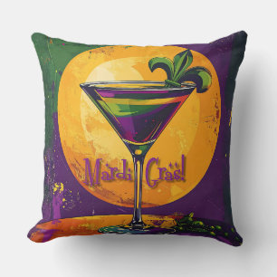 Coussin Martini Fleur de Lis Mardi Gras Milieu du Siècle C