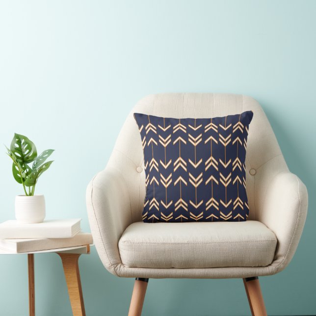 Coussin Masculine Marine bleu Orange Motif Flèche (Chaise)
