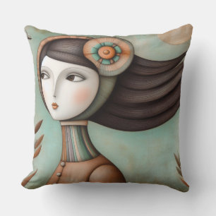 Coussin Masion Carré à double face pour fille lunaire