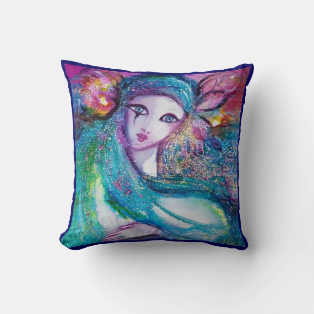 Coussin MASK IN BLUE / Ventian Masquerade Ball, teal (Recto)