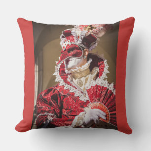 Coussin Masque de carnaval rouge en Venise, Italie
