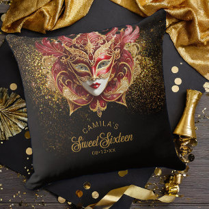Coussin Masquerade Motif Sweet 16 Rouge Or V2 ID1032