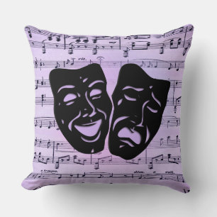 Coussin Masques de musique et de théâtre violets