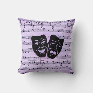 Coussin Masques de musique et de théâtre violets