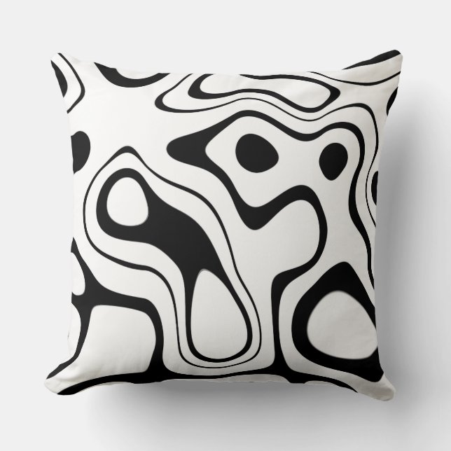 Coussin Masques noirs et blancs abstraits (Recto)