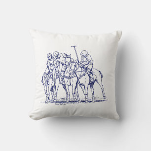 Coussin Match Polo Stylisé vintage Dessin N° 1 bleu