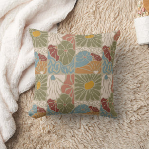 Coussin Matisse Groovy floral Art Nouveau 1970s Boho 