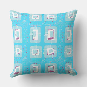 Coussin Matrice ethnique Abstraite - indice pourpre turquo