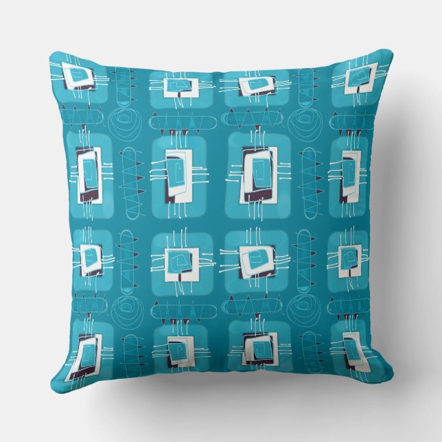 Coussin Matrice ethnique Abstraite - Indice Turquoise de c (Verso)
