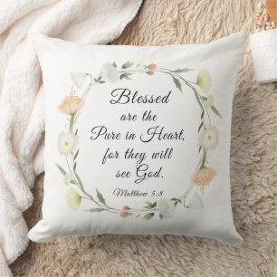 Coussin Matthieu 5:8 Heureux sont les Pures dans la Bible 