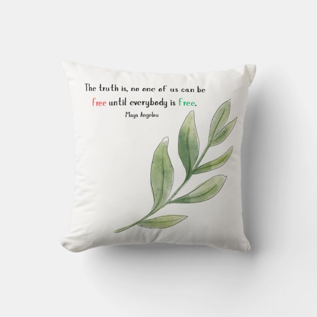 Coussin Maya Angelou Citation Personne n'est libre (Recto)