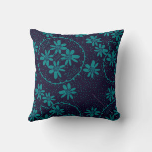 Coussin Maz Floral Bubbles Polka Dot Navy Turquoise