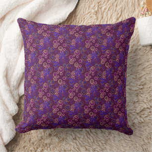 Coussin Mazipoodé Floral Bubbles Jacquard Plum Bleu Beige