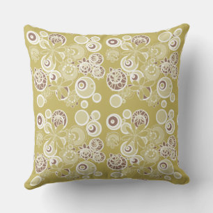 Coussin Mazipoodles bulles florales - Blanc olive Brown