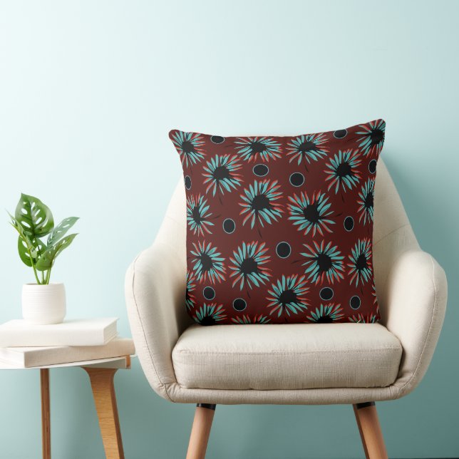 Coussin Mazipoodles Gras Daisées - Maroon Noir Turquoise (Chaise)