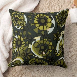 Coussin Mazipoodles Love Flowers - Vert Olive Black