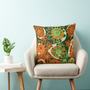Coussin Mazipoodles Love Flowers - Vert Orange
