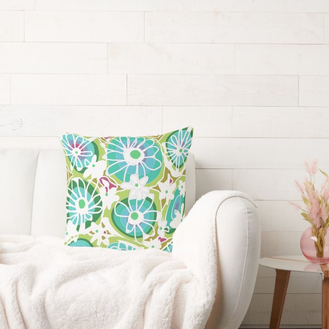 Coussin Mazipoodles Love Flowers - Vert Turquoise violet b (Canapé)