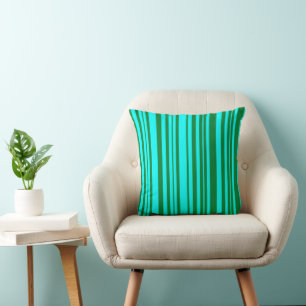 Coussin MAZIPOODLES Rayures Spaghetti Turquoise et Vert