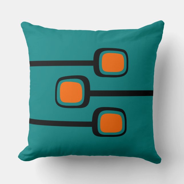 Coussin MCM Jetez l'oreiller en orange et Turquoise. (Recto)