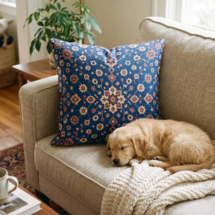 Coussin Médaillon bleu de style persan
