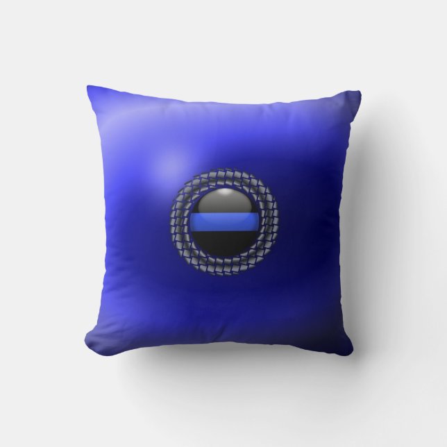 Coussin Médaillon de la Ligne Bleue Mince (Recto)