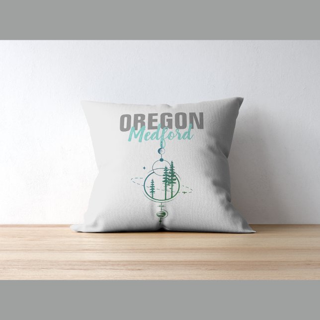 Coussin Medford Oregon Arbres géométriques (Créateur téléchargé)