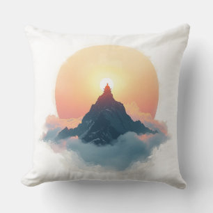 Coussin Méditation de montagne éthérée – Lever de soleil d