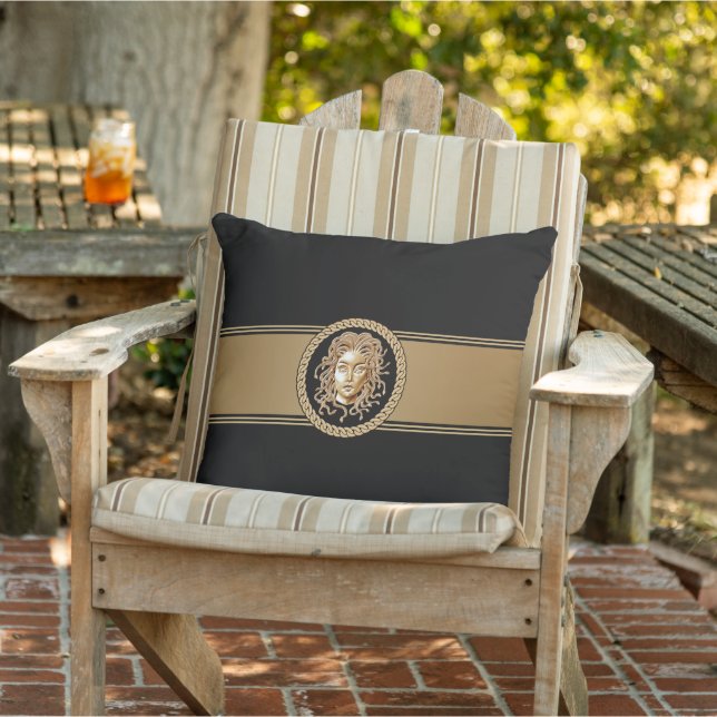 Coussin Medusa Black & Gold de luxe (Chaise)