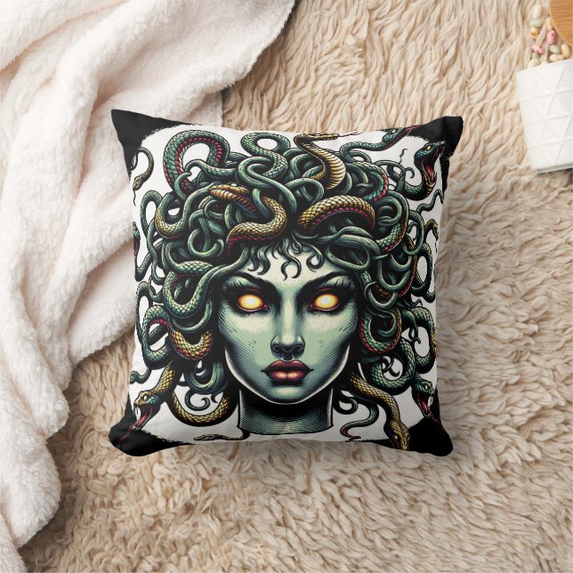 Coussin Medusa face verte pleine de serpents (Couverture)
