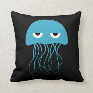 Coussin Méduse de dessin animé bleu fantaisiste