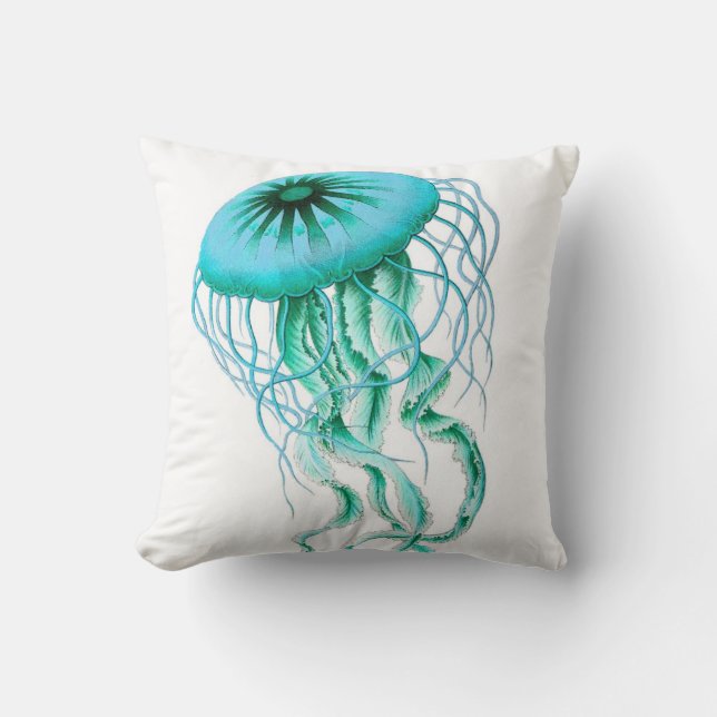 Coussin Méduses de turquoise nautiques/carreau de plage (Recto)