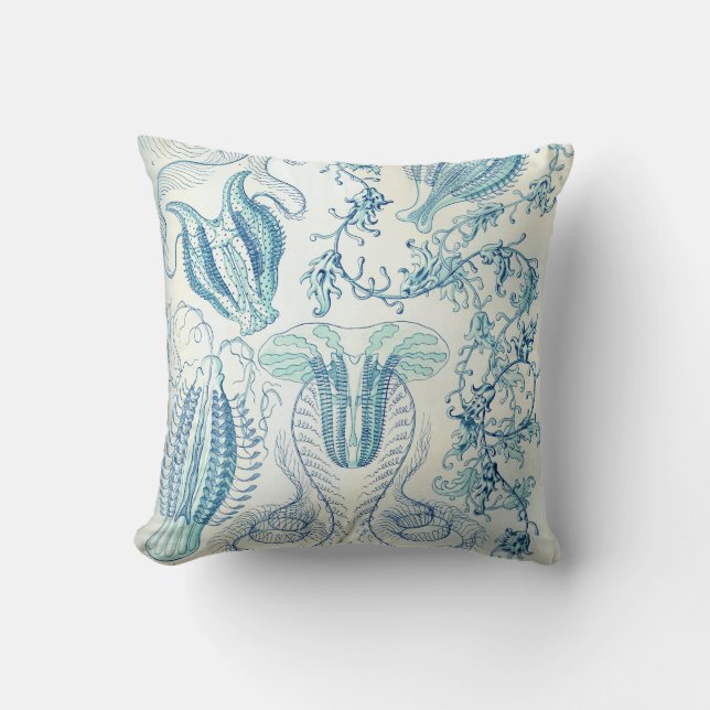 Coussin Méduses d'Ernst Haeckel Ctenophorae (Recto)