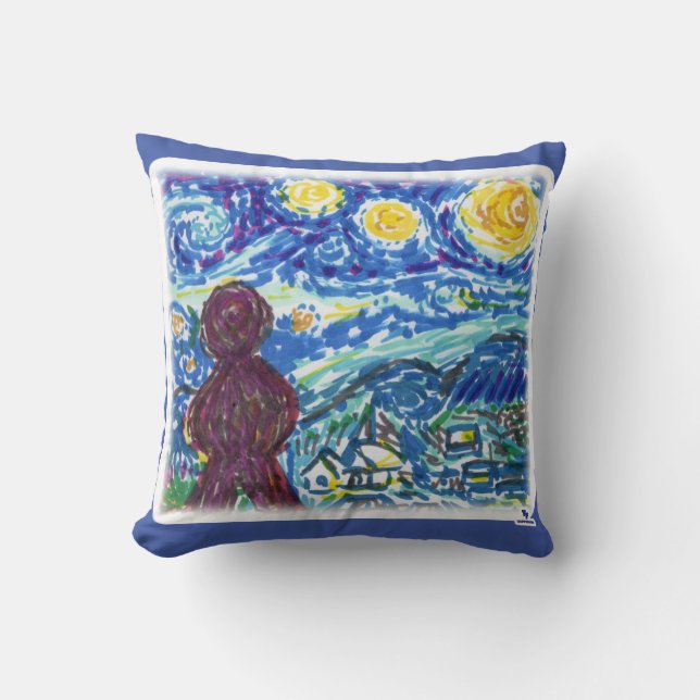 Coussin Meeple Starry Night Board Jeu Style Art (Recto)