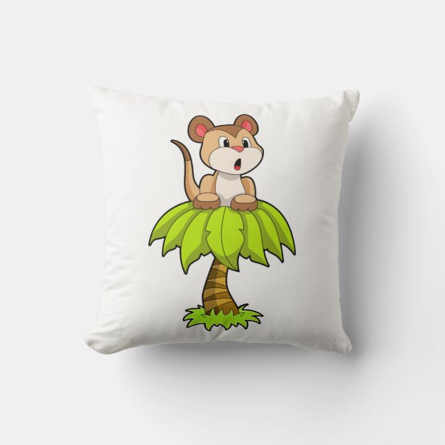Coussin Meerkat avec arbre (Recto)