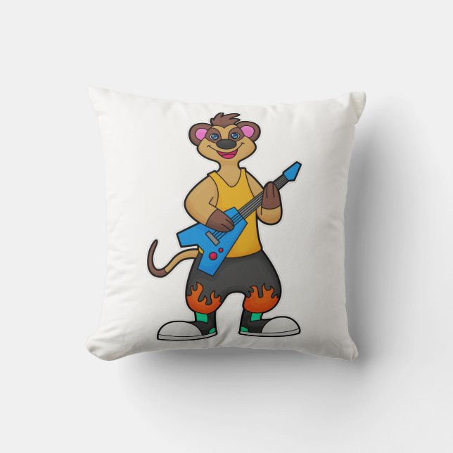 Coussin Meerkat comme musicien avec guitare (Recto)