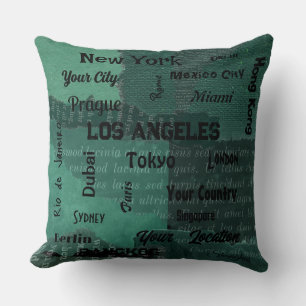 Coussin méga ville chic vert émeraude rustique du monde