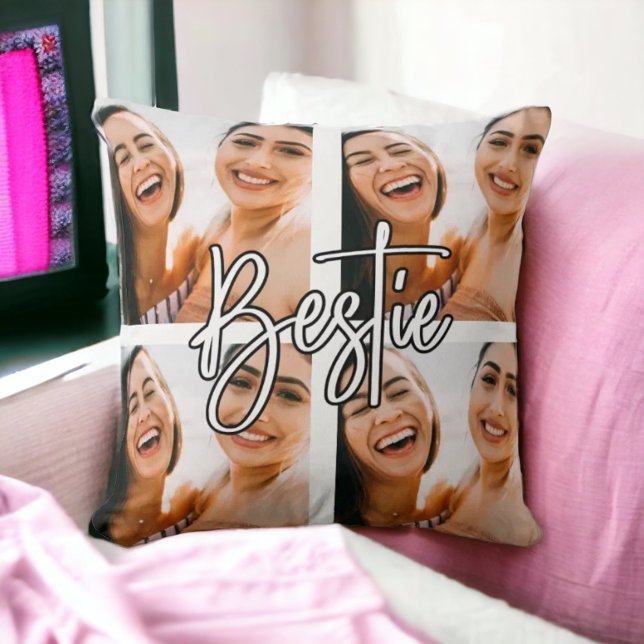 Coussin Meilleur ami bbf photo collage texte Jeter oreille (Créateur téléchargé)