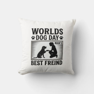 Coussin Meilleur Ami de l'Homme Jour de Chien Vintage